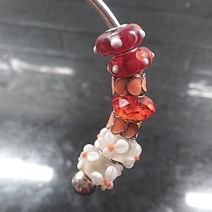 Glass Beads orange/white